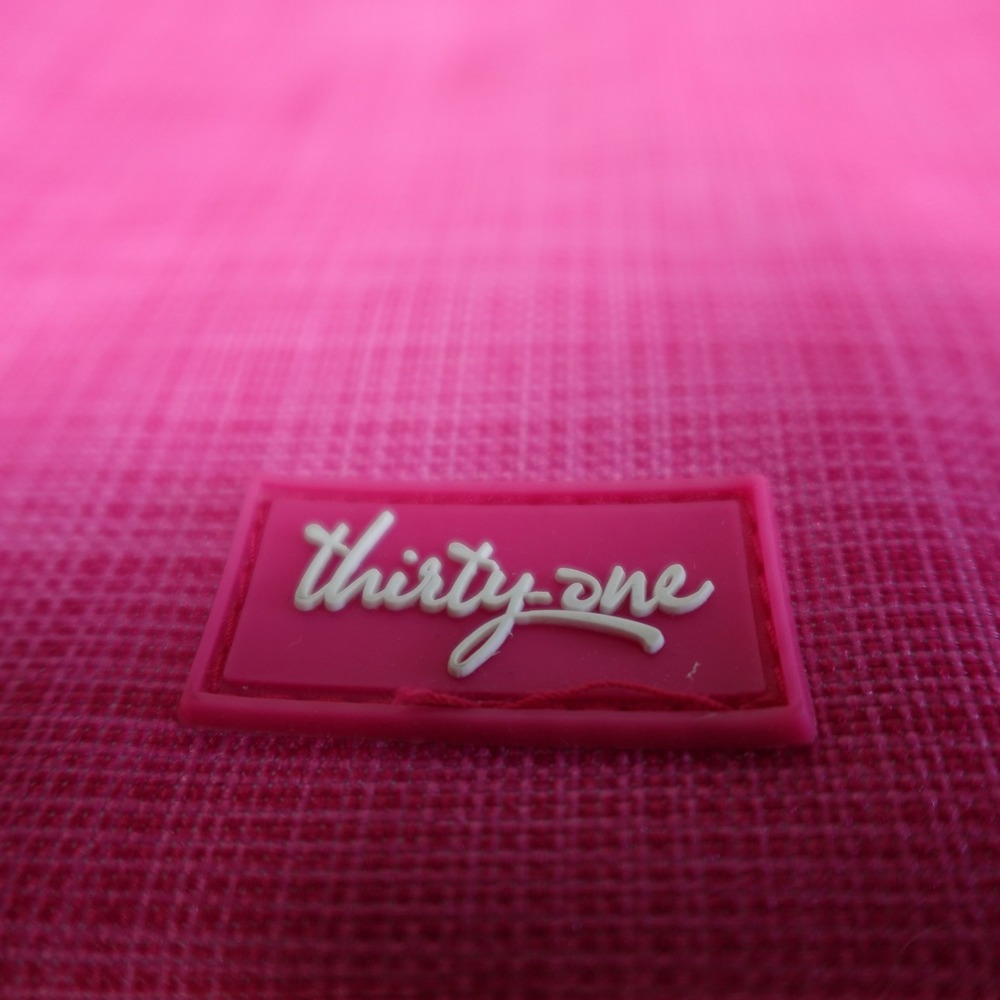Thirty-One Pocket-A-Tote Pink Crosshatch Zipper Pouch Hooks Embroidery Organizer - Picture 3 of 8